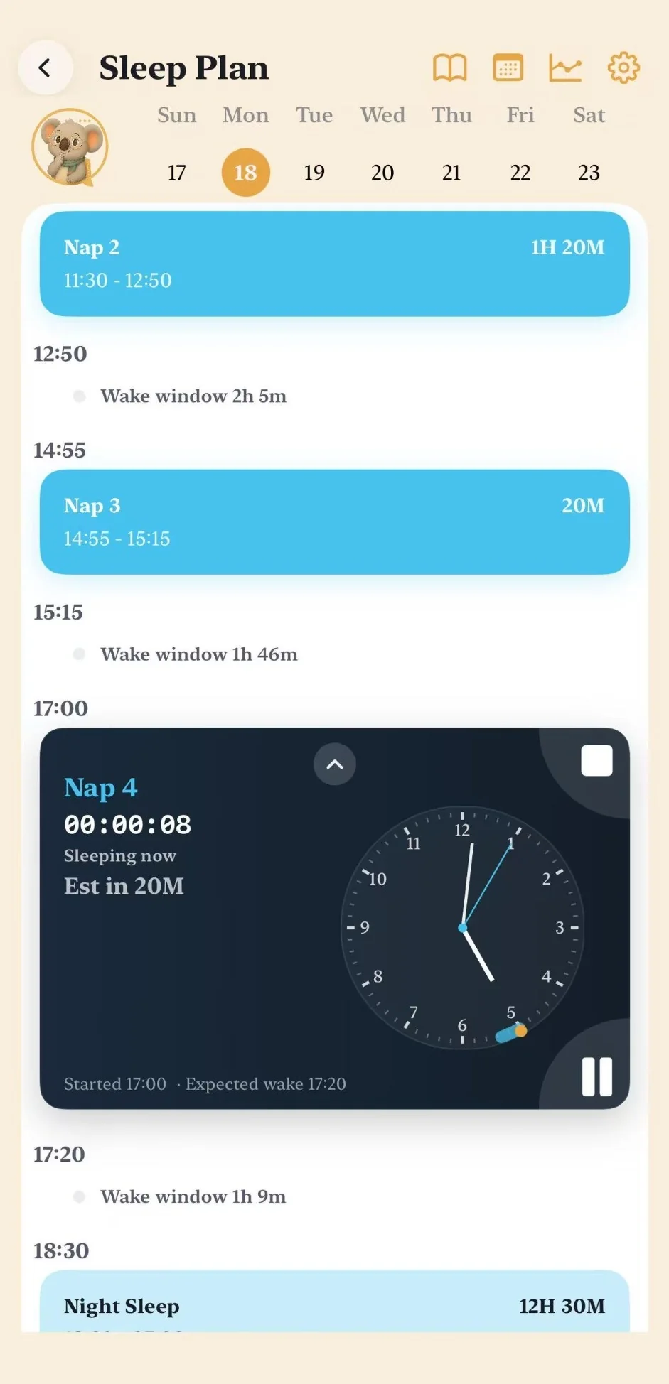 ParentFlow Sleep Planner: a daily plan of naps, wake windows and bedtime that adapts to your baby