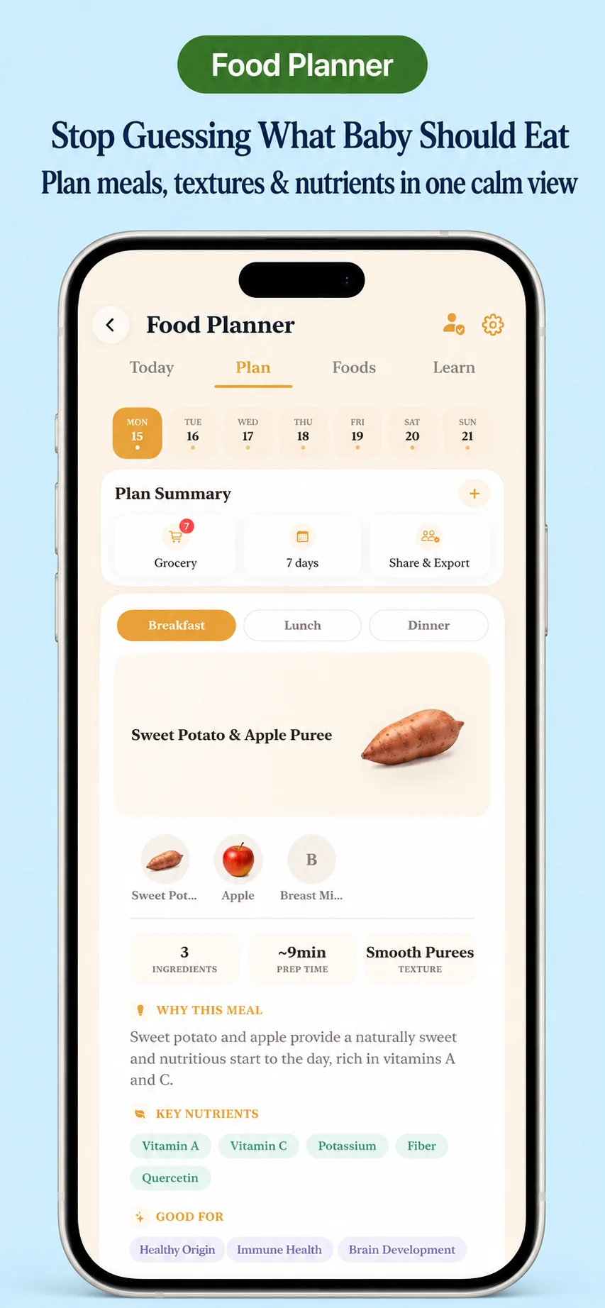ParentFlow Solid Food Planner: first foods, allergen rotation, and a nutrition calendar