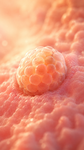 Fetal development illustration at 5 weeks pregnant — the embryo is a small curled tube about the size of a sesame seed